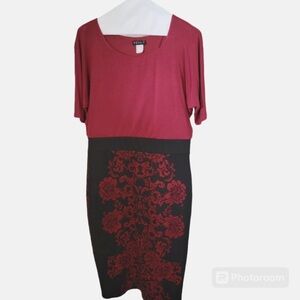 Red and Black Floral Dress